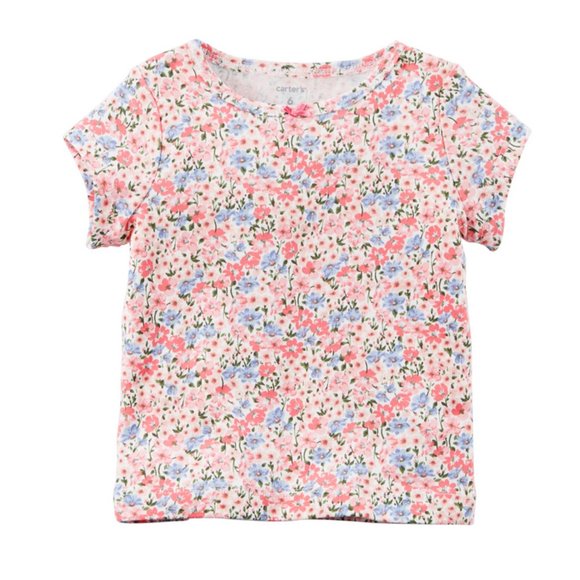 Baby Girl Floral Tee & Kitty Shortalls set Outfit - Picture 2 of 2